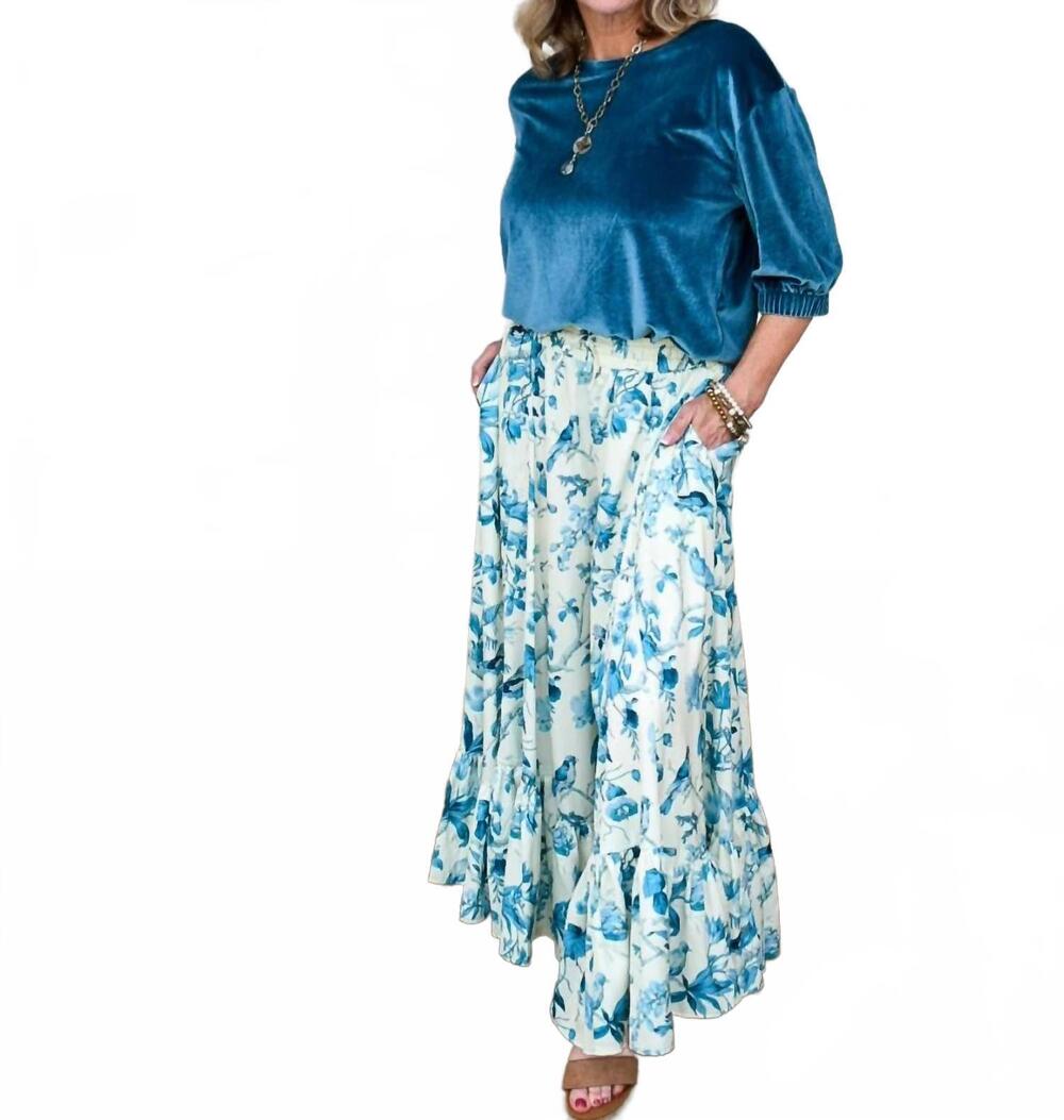 NEW A RARE BIRD birds of paradise boho pants in blue